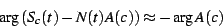 \begin{displaymath}
\arg\left(S_{c}(t)-N(t)A(c)\right)\approx-\arg A(c)
\end{displaymath}